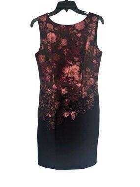 New Sz 6 Dress Katherine Kelly Sheath Julie Sleeveless Black Malbec Brocade
